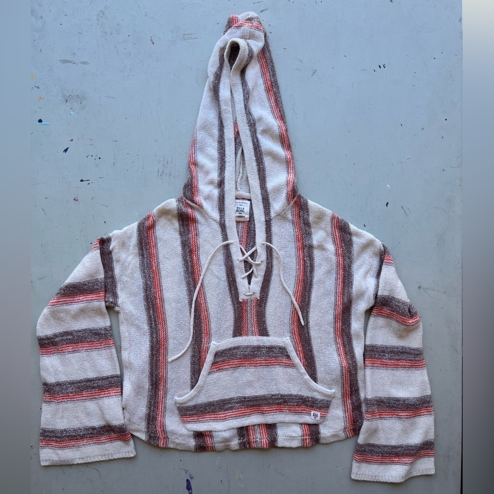 Women's Billabong Hoodie Multicolor Striped M Beach Cotton Hippie BOHO‎ Camp